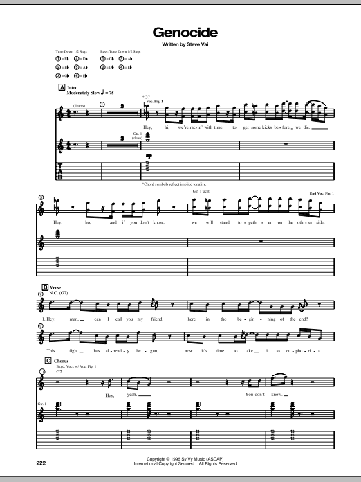 Steve Vai Genocide Sheet Music Notes & Chords for Guitar Tab - Download or Print PDF