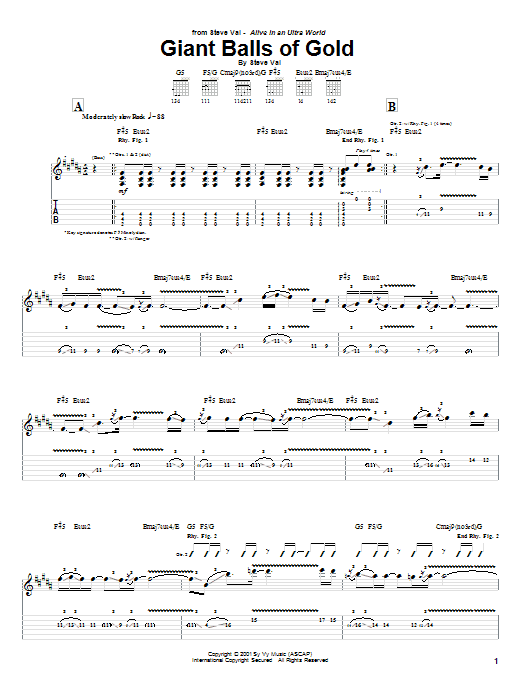 Steve Vai Giant Balls Of Gold Sheet Music Notes & Chords for Guitar Tab - Download or Print PDF