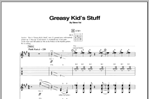Steve Vai Greasy Kids Stuff Sheet Music Notes & Chords for Guitar Tab - Download or Print PDF