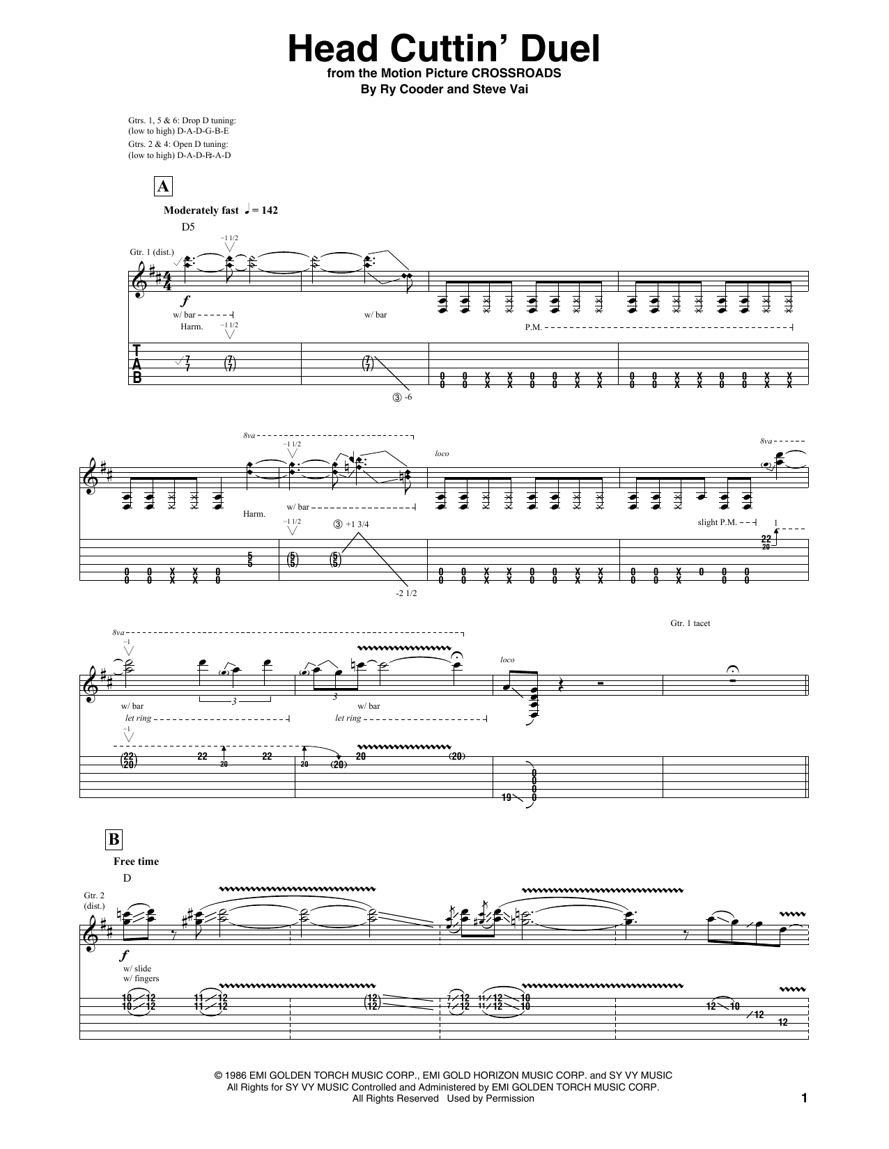 Steve Vai Head Cuttin' Duel Sheet Music Notes & Chords for Guitar Tab - Download or Print PDF