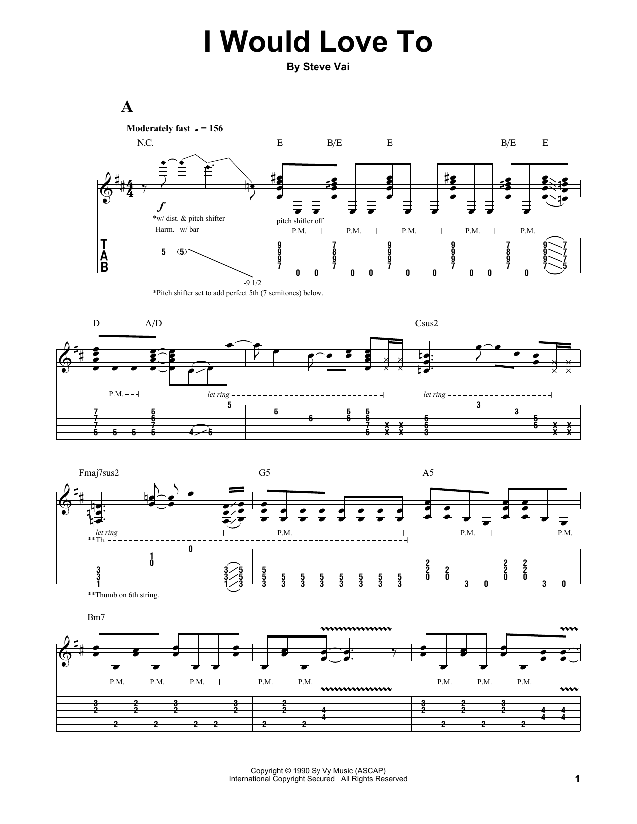 Steve Vai I Would Love To Sheet Music Notes & Chords for Guitar Tab - Download or Print PDF