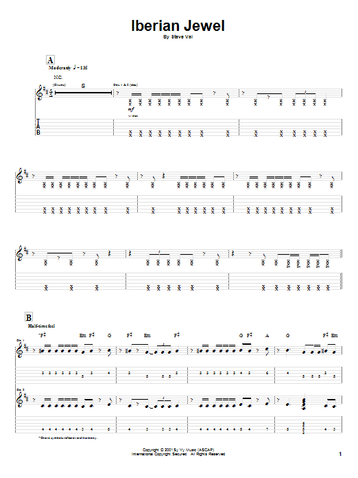 Steve Vai Iberian Jewel Sheet Music Notes & Chords for Guitar Tab - Download or Print PDF