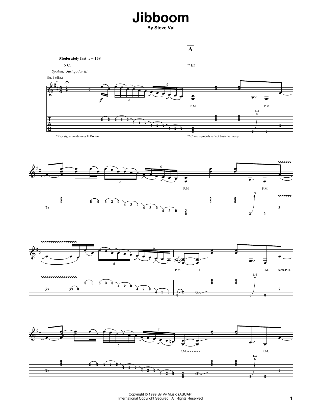 Steve Vai Jibboom Sheet Music Notes & Chords for Guitar Tab - Download or Print PDF