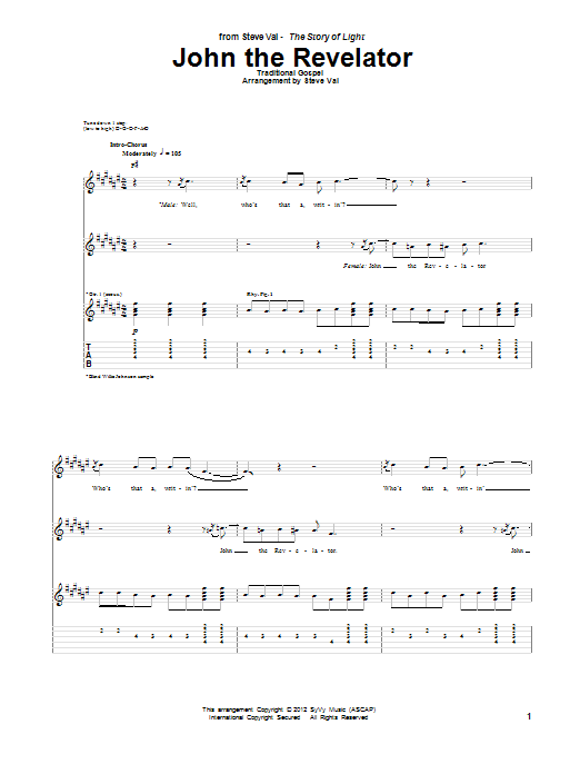 Steve Vai John The Revelator Sheet Music Notes & Chords for Guitar Tab - Download or Print PDF