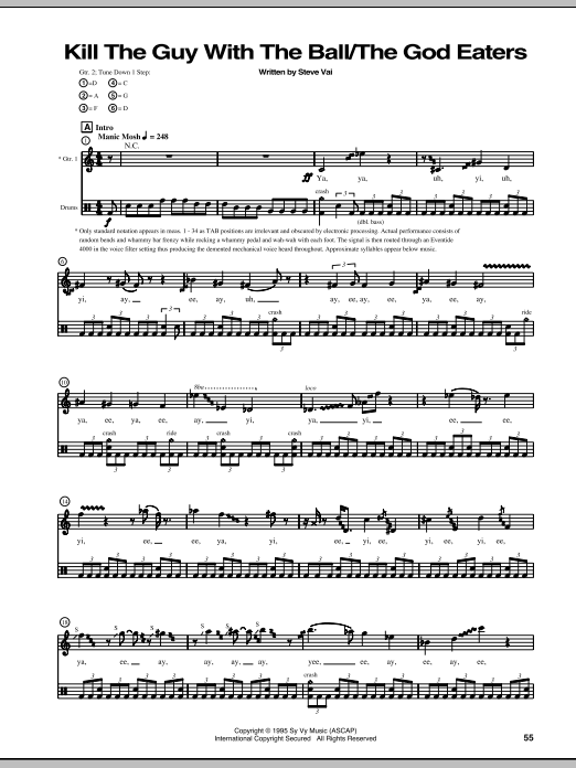 Steve Vai Kill The Guy With The Ball/The God Eaters Sheet Music Notes & Chords for Guitar Tab - Download or Print PDF