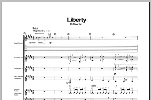 Steve Vai Liberty Sheet Music Notes & Chords for Guitar Tab - Download or Print PDF