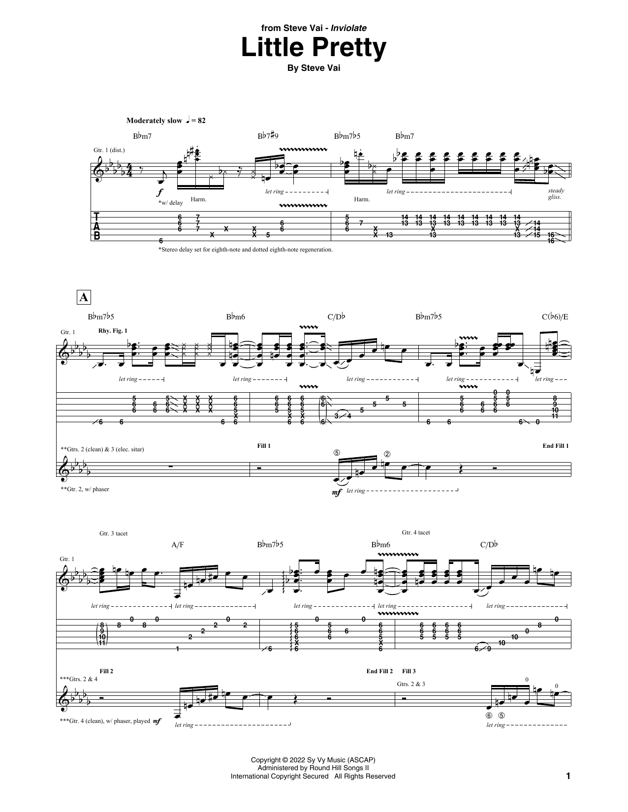 Steve Vai Little Pretty Sheet Music Notes & Chords for Guitar Tab - Download or Print PDF