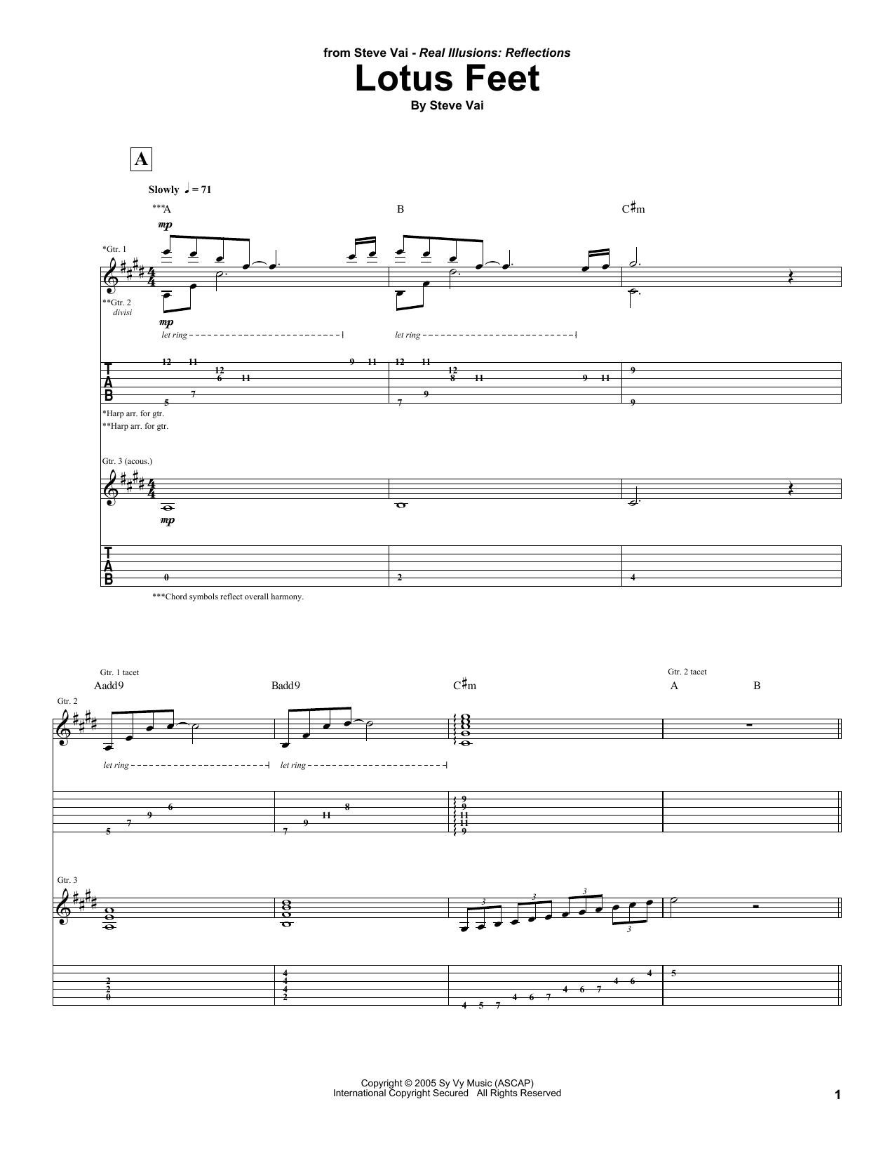 Steve Vai Lotus Feet Sheet Music Notes & Chords for Guitar Tab - Download or Print PDF