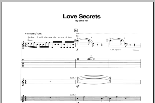 Steve Vai Love Secrets Sheet Music Notes & Chords for Guitar Tab - Download or Print PDF