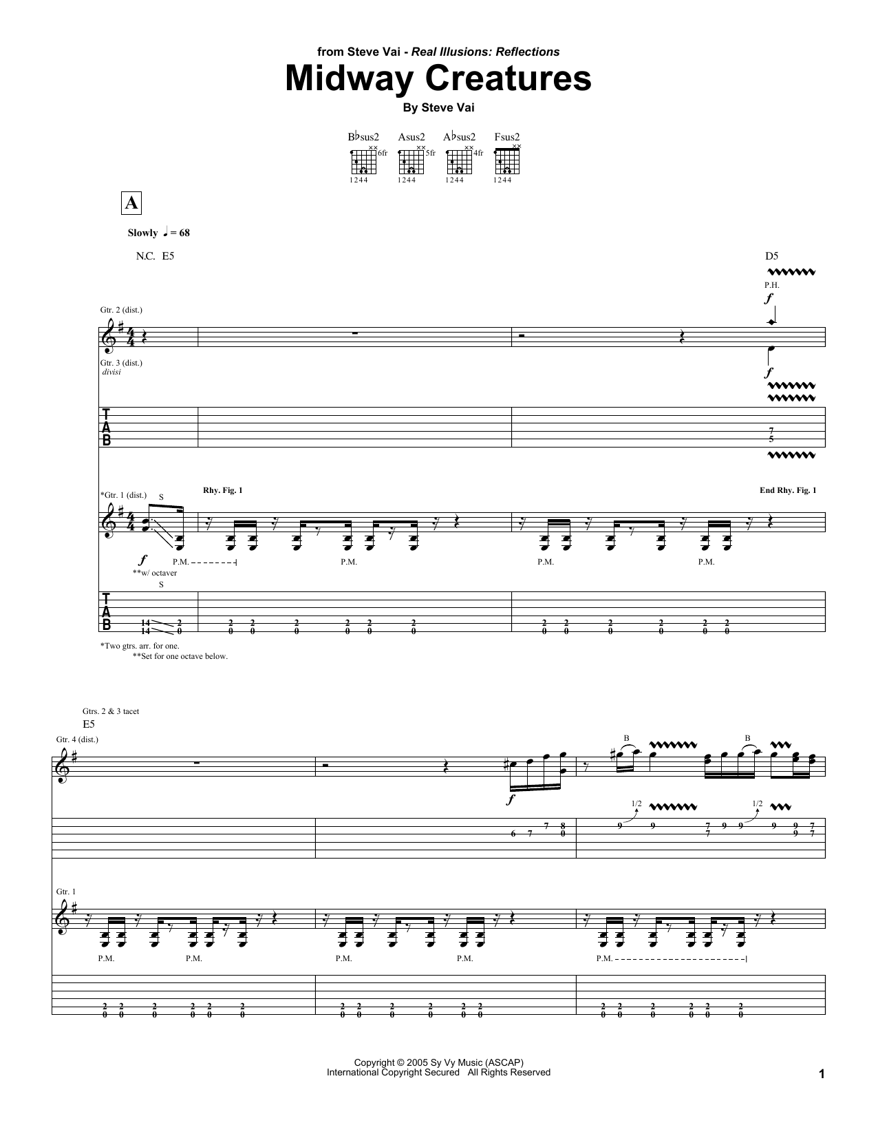 Steve Vai Midway Creatures Sheet Music Notes & Chords for Guitar Tab - Download or Print PDF