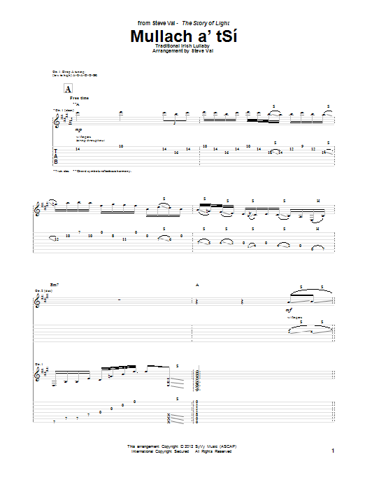 Steve Vai Mullach a'tSi Sheet Music Notes & Chords for Guitar Tab - Download or Print PDF