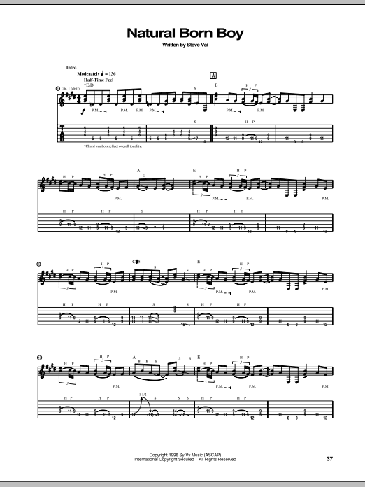 Steve Vai Natural Born Boy Sheet Music Notes & Chords for Guitar Tab - Download or Print PDF