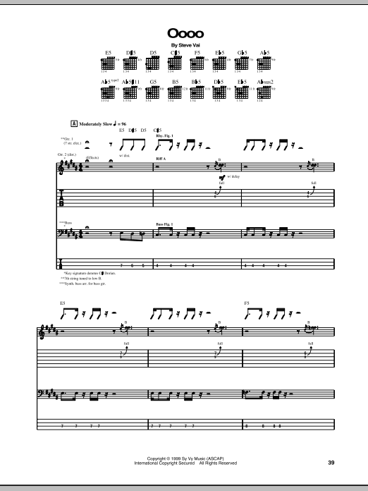 Steve Vai Oooo Sheet Music Notes & Chords for Guitar Tab - Download or Print PDF