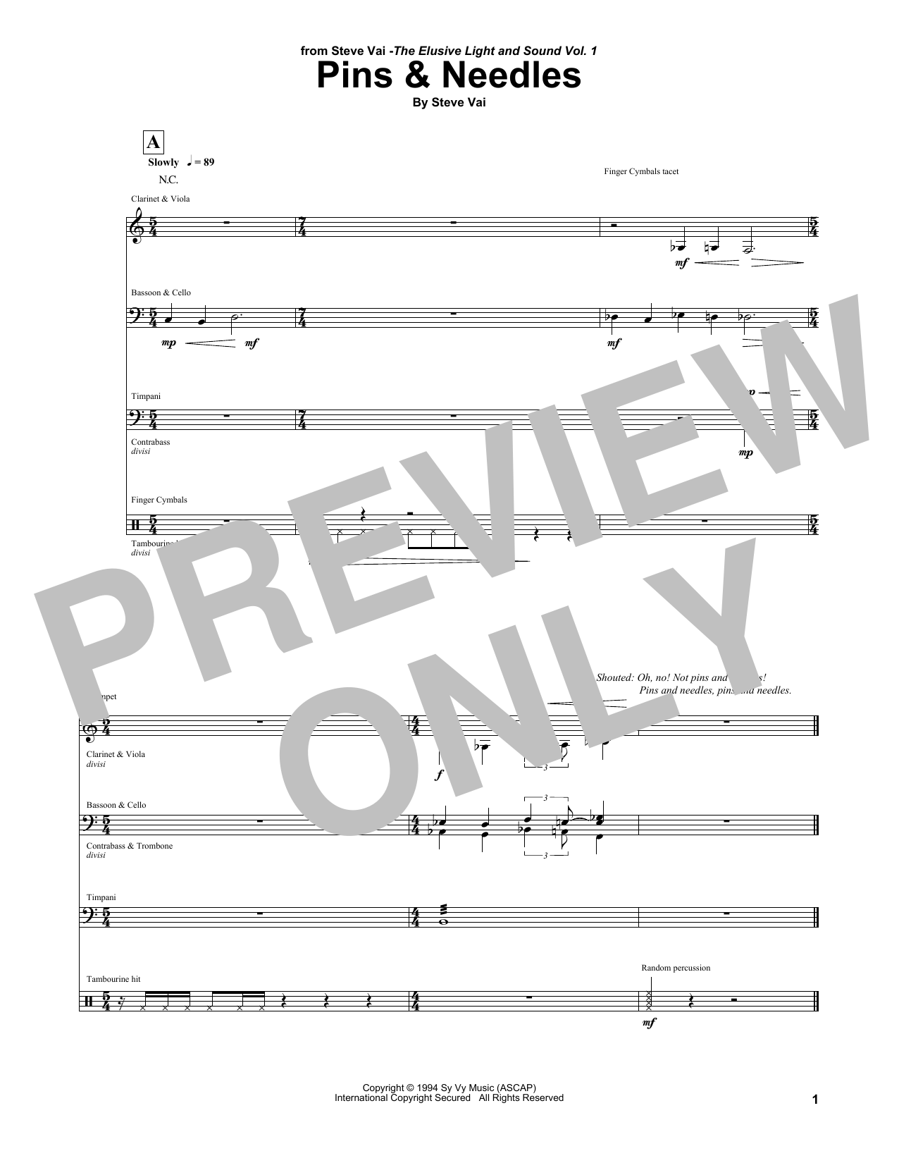 Steve Vai Pins & Needles Sheet Music Notes & Chords for Guitar Tab - Download or Print PDF
