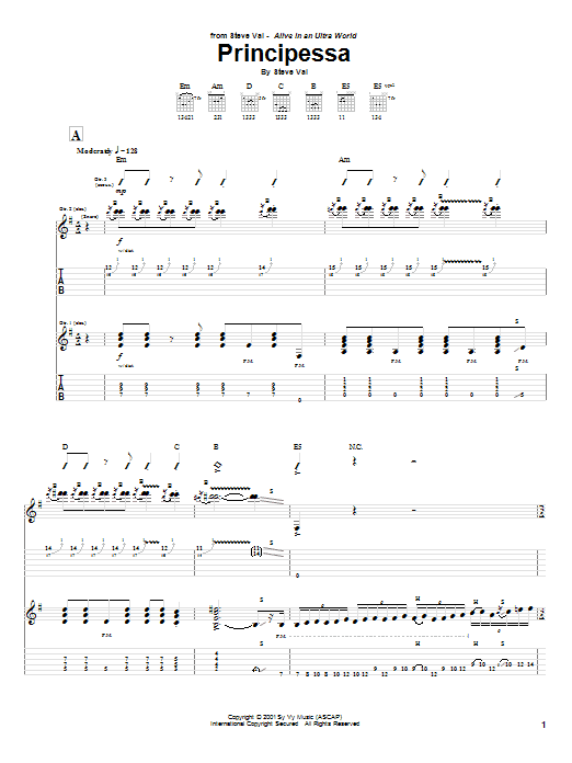 Steve Vai Principessa Sheet Music Notes & Chords for Guitar Tab - Download or Print PDF