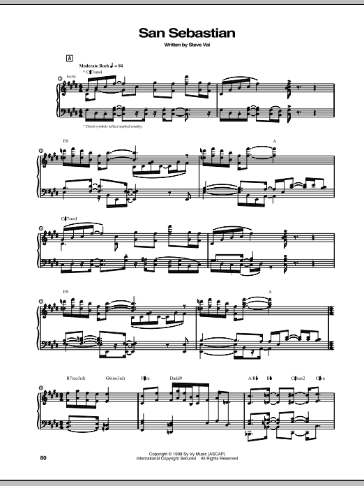 Steve Vai San Sebastian Sheet Music Notes & Chords for Guitar Tab - Download or Print PDF