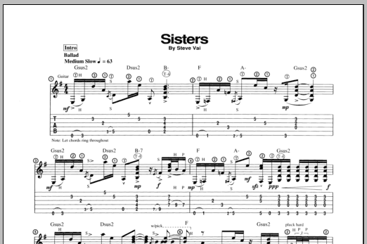 Steve Vai Sisters Sheet Music Notes & Chords for Guitar Tab - Download or Print PDF