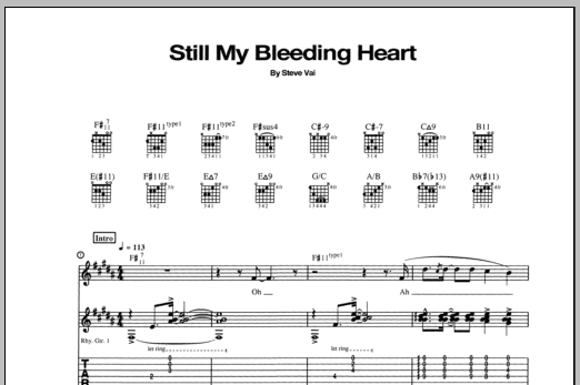 Steve Vai Still My Bleeding Heart Sheet Music Notes & Chords for Guitar Tab - Download or Print PDF