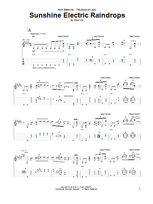 Steve Vai Sunshine Electric Raindrops Sheet Music Notes & Chords for Guitar Tab - Download or Print PDF