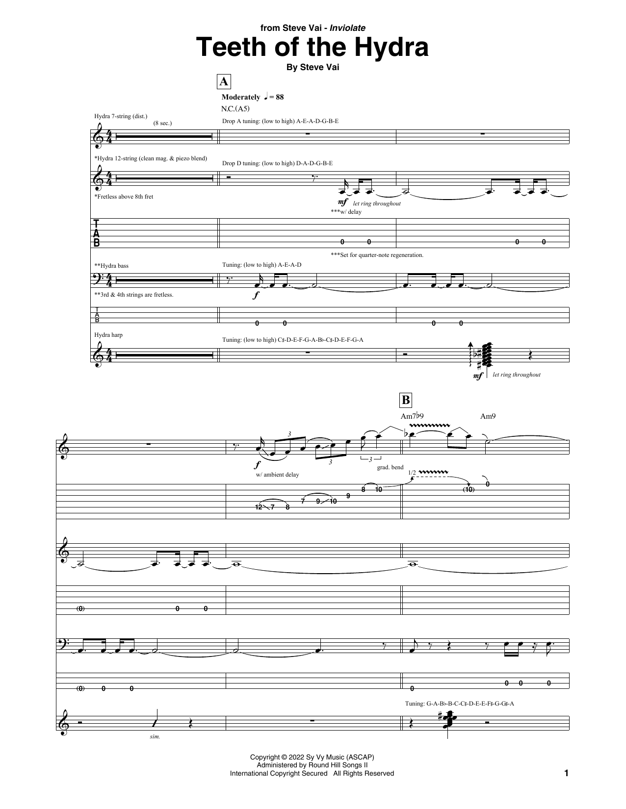 Steve Vai Teeth Of The Hydra Sheet Music Notes & Chords for Guitar Tab - Download or Print PDF