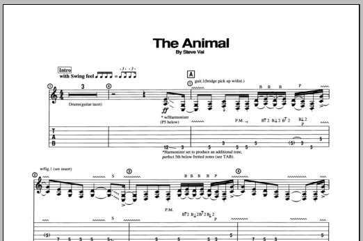 Steve Vai The Animal Sheet Music Notes & Chords for Guitar Tab - Download or Print PDF