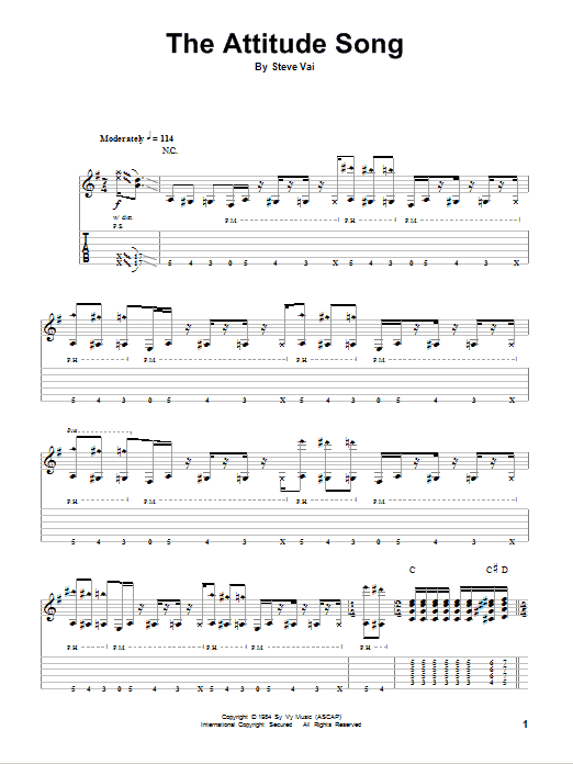Steve Vai The Attitude Song Sheet Music Notes & Chords for Guitar Tab Play-Along - Download or Print PDF