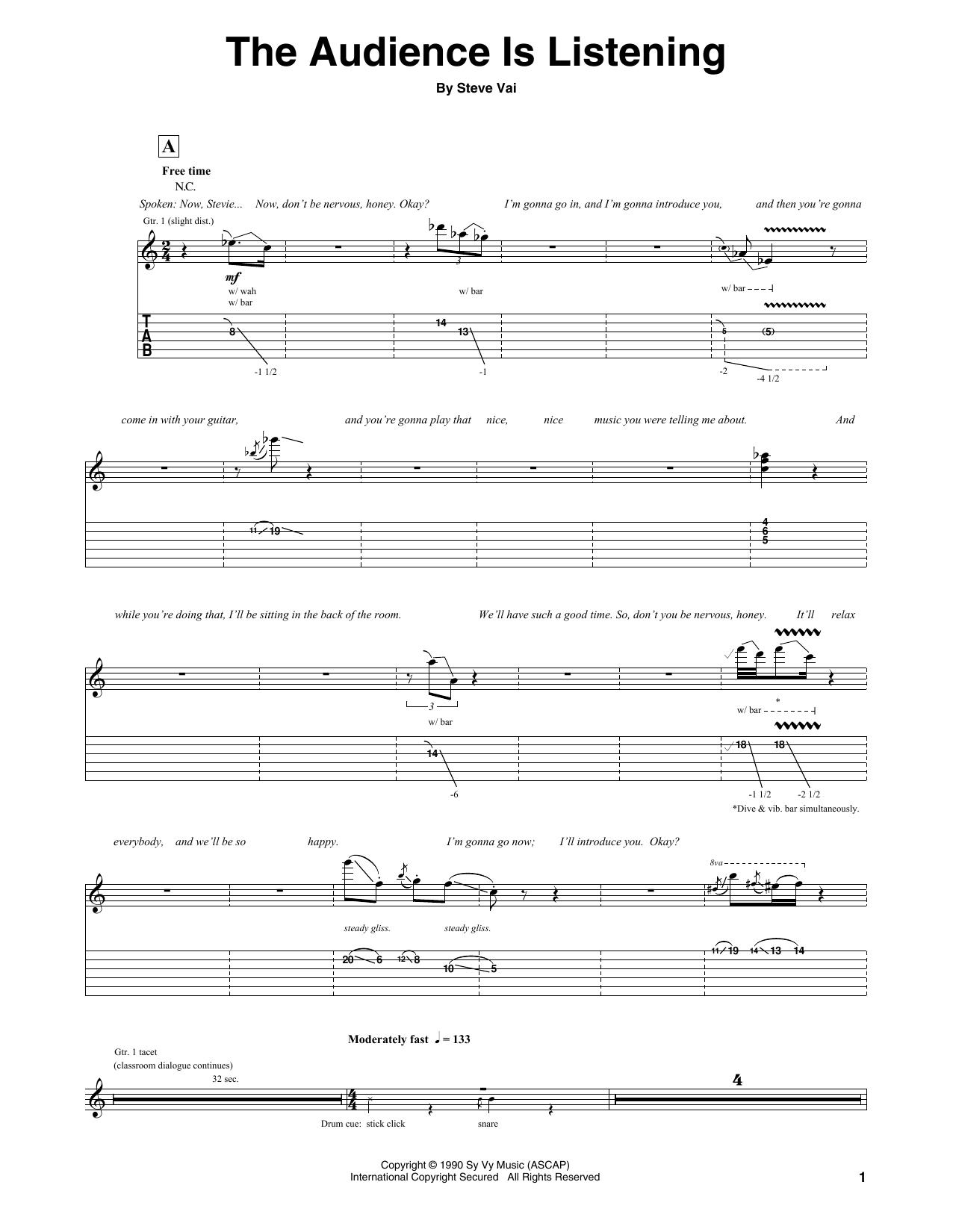 Steve Vai The Audience Is Listening Sheet Music Notes & Chords for Guitar Tab - Download or Print PDF