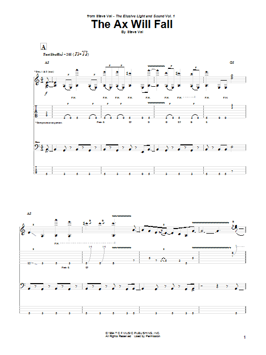 Steve Vai The Ax Will Fall Sheet Music Notes & Chords for Guitar Tab - Download or Print PDF