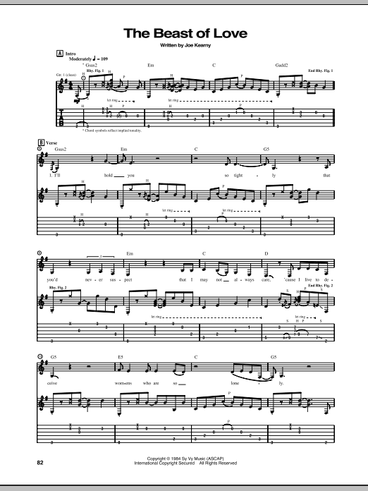 Steve Vai The Beast Of Love Sheet Music Notes & Chords for Guitar Tab - Download or Print PDF