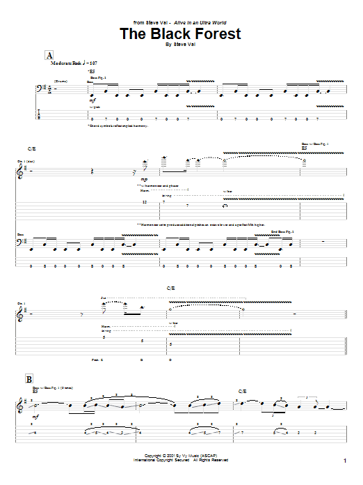 Steve Vai The Black Forest Sheet Music Notes & Chords for Guitar Tab - Download or Print PDF