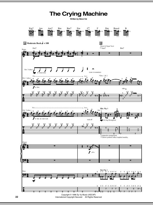 Steve Vai The Crying Machine Sheet Music Notes & Chords for Guitar Tab Play-Along - Download or Print PDF
