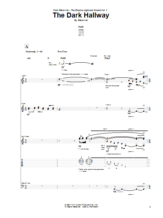 Steve Vai The Dark Hallway Sheet Music Notes & Chords for Guitar Tab - Download or Print PDF