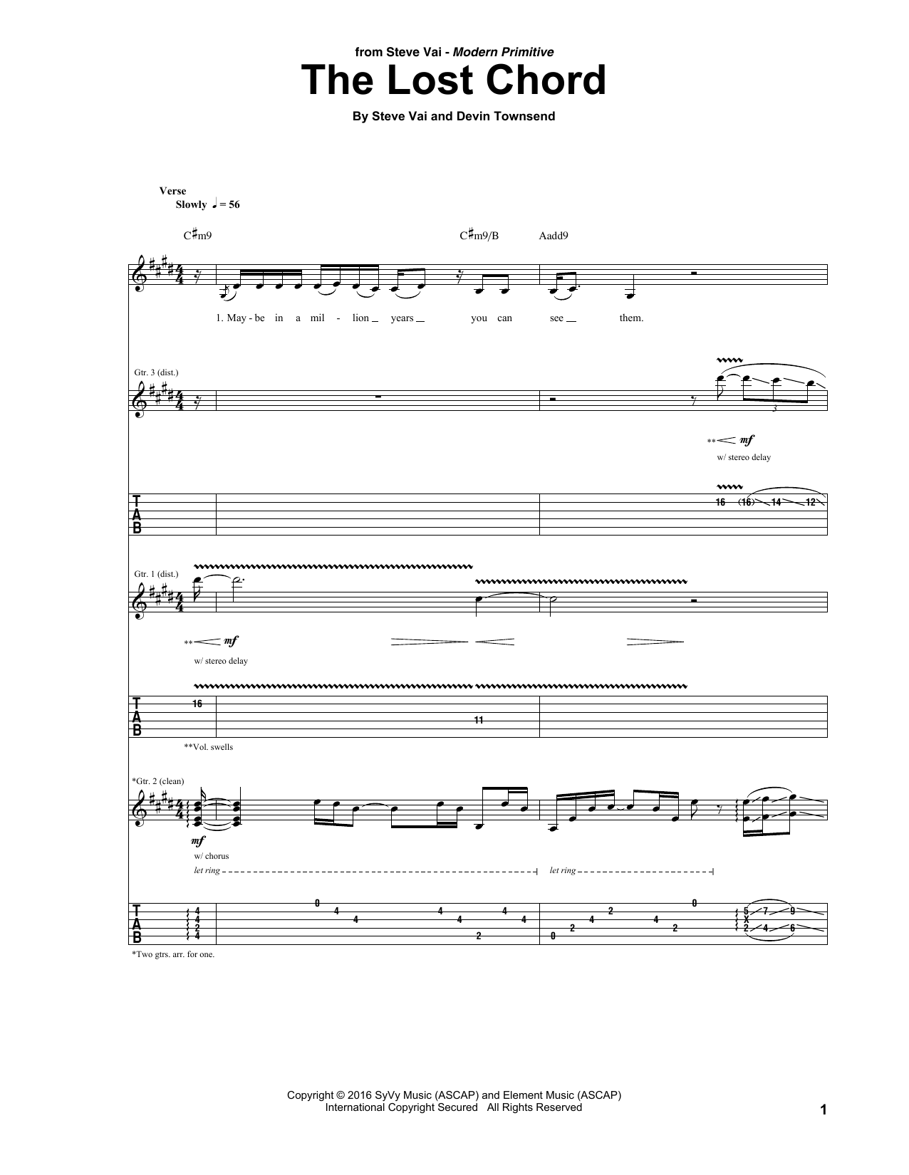 Steve Vai The Lost Chord Sheet Music Notes & Chords for Guitar Tab - Download or Print PDF