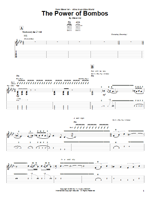 Steve Vai The Power Of Bombos Sheet Music Notes & Chords for Guitar Tab - Download or Print PDF