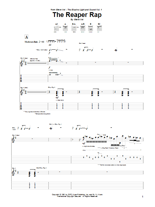 Steve Vai The Reaper Rap Sheet Music Notes & Chords for Guitar Tab - Download or Print PDF