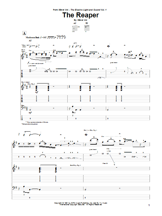 Steve Vai The Reaper Sheet Music Notes & Chords for Guitar Tab - Download or Print PDF