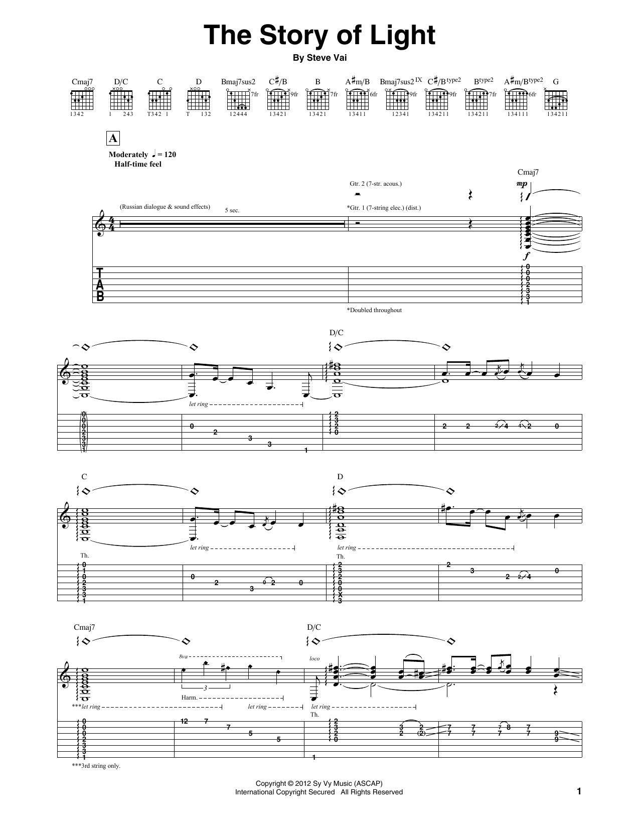Steve Vai The Story Of Light Sheet Music Notes & Chords for Guitar Tab - Download or Print PDF