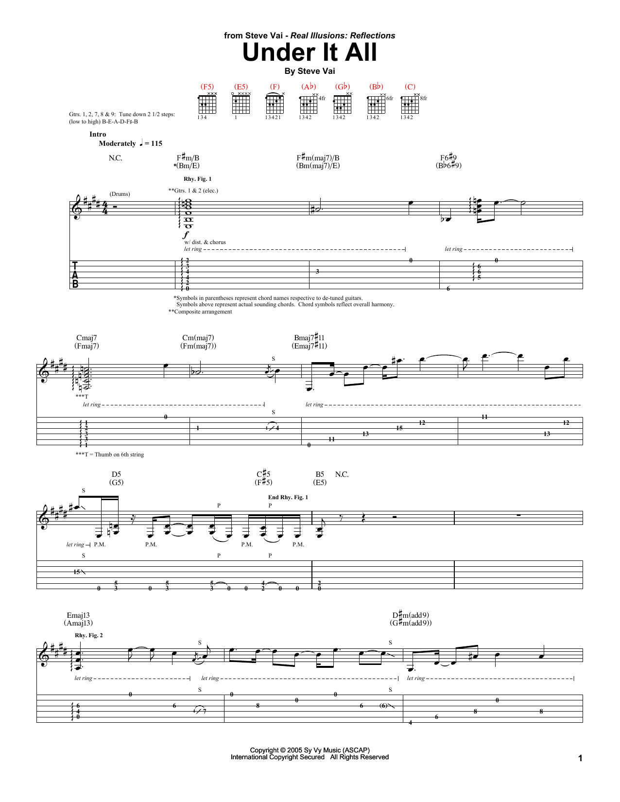 Steve Vai Under It All Sheet Music Notes & Chords for Guitar Tab - Download or Print PDF