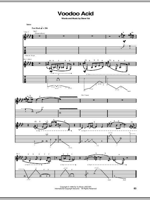 Steve Vai Voodoo Acid Sheet Music Notes & Chords for Guitar Tab - Download or Print PDF