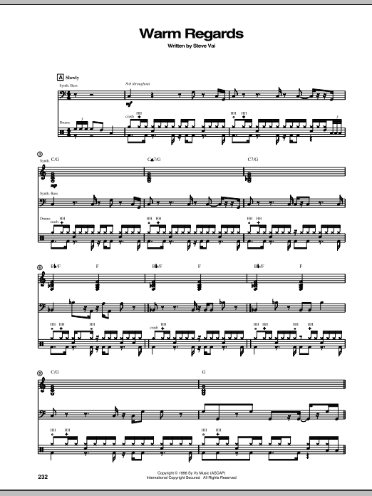 Steve Vai Warm Regards Sheet Music Notes & Chords for Guitar Tab - Download or Print PDF