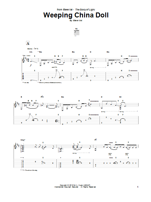 Steve Vai Weeping China Doll Sheet Music Notes & Chords for Guitar Tab - Download or Print PDF