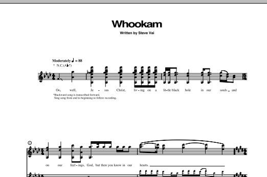 Steve Vai Whookam Sheet Music Notes & Chords for Guitar Tab - Download or Print PDF