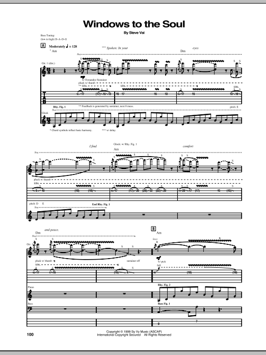 Steve Vai Windows To The Soul Sheet Music Notes & Chords for Guitar Tab - Download or Print PDF