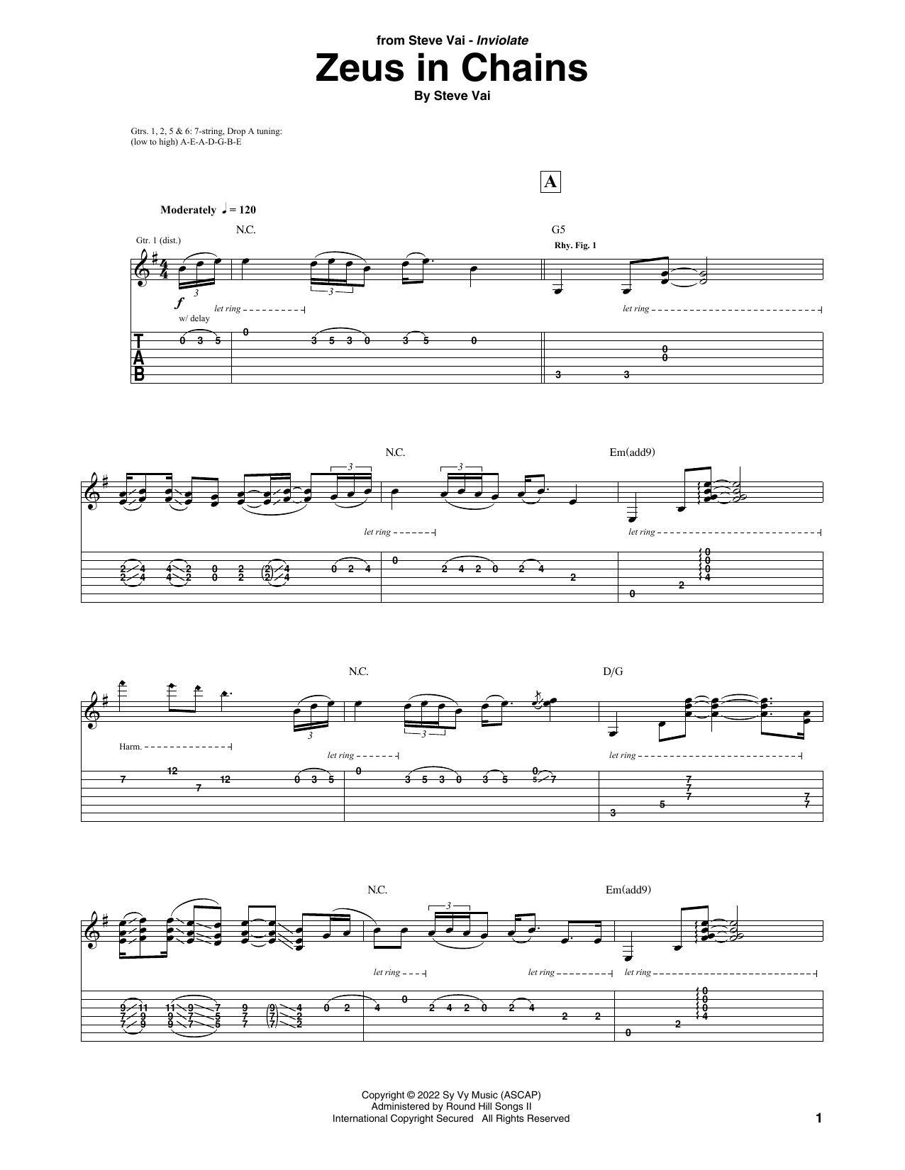 Steve Vai Zeus In Chains Sheet Music Notes & Chords for Guitar Tab - Download or Print PDF