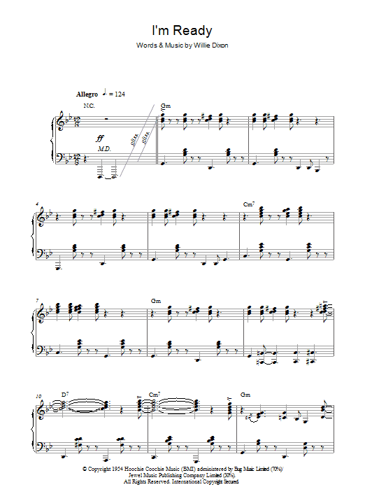 Steve Winwood I'm Ready Sheet Music Notes & Chords for Piano - Download or Print PDF