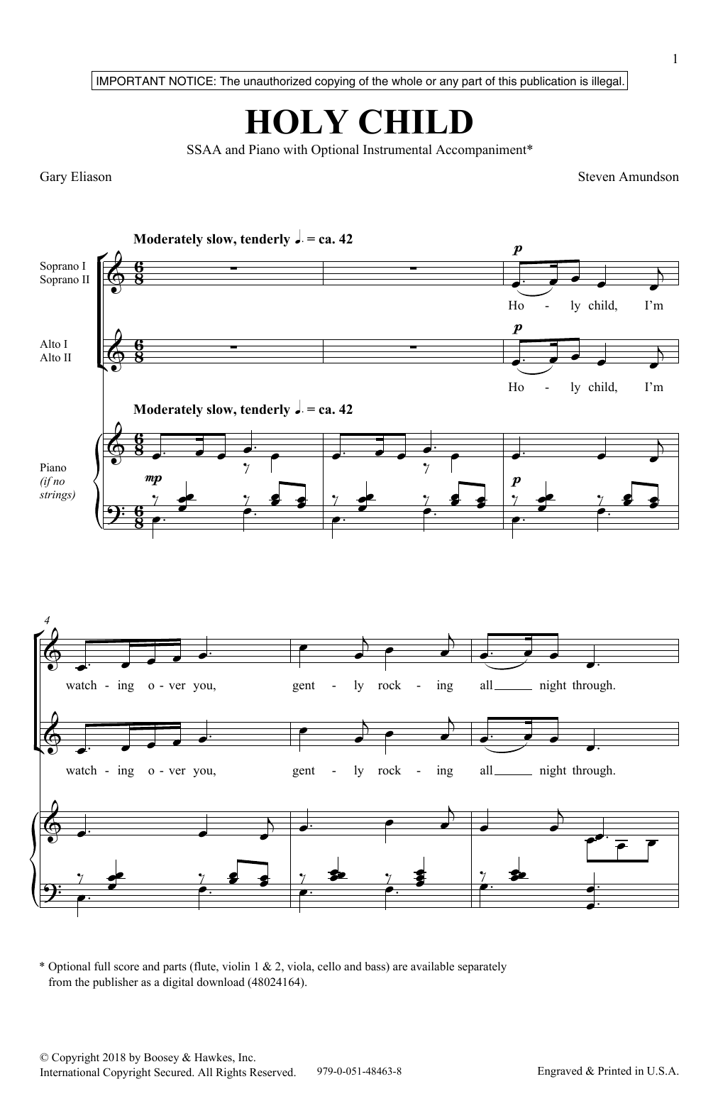 Steven Amundson Holy Child Sheet Music Notes & Chords for SSA - Download or Print PDF