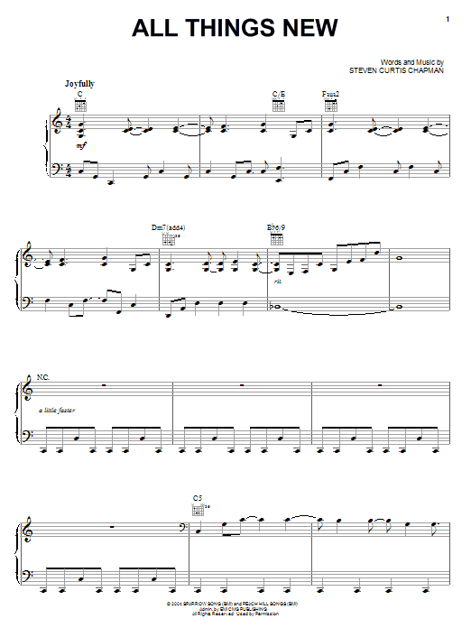 Steven Curtis Chapman All Things New Sheet Music Notes & Chords for Easy Guitar Tab - Download or Print PDF