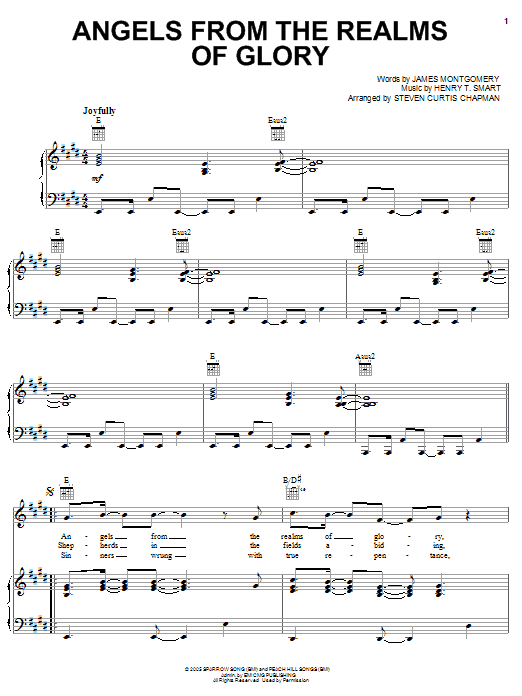 Steven Curtis Chapman Angels From The Realms Of Glory Sheet Music Notes & Chords for Piano, Vocal & Guitar (Right-Hand Melody) - Download or Print PDF