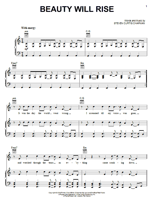 Steven Curtis Chapman Beauty Will Rise Sheet Music Notes & Chords for Piano, Vocal & Guitar (Right-Hand Melody) - Download or Print PDF
