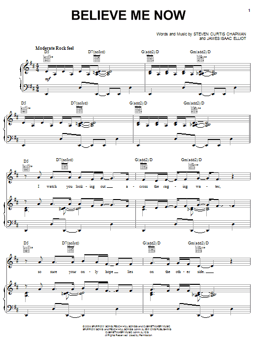 Steven Curtis Chapman Believe Me Now Sheet Music Notes & Chords for Piano, Vocal & Guitar (Right-Hand Melody) - Download or Print PDF